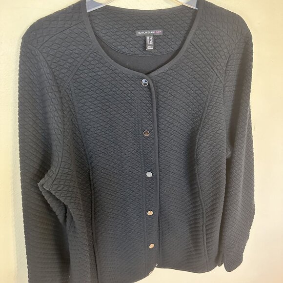 Isaac Mizrahi Live Womens Black Textured Cardigan Sweater XL Loungewear - Picture 6 of 9